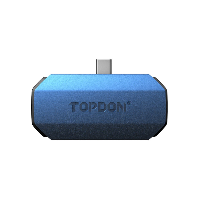 TC001 Mini thermal infrared camera top view with branding